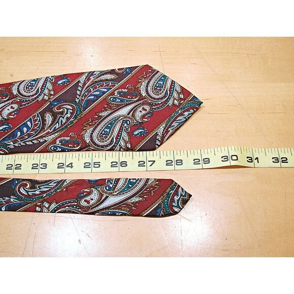 Monsieur Givenchy 100% Silk Necktie Red Blue Gold Paisley Classic Print Wide 58" - Picture 5 of 7